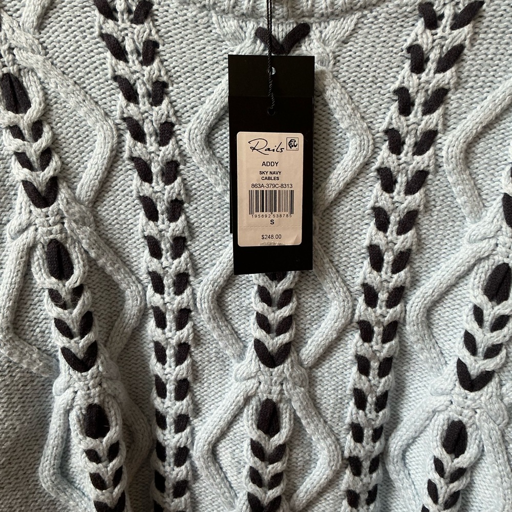 RAILS ADDY CONTRAST DIAMOND SKY BLUE KNIT SWEATER SIZE SMALL - Picture 13 of 15